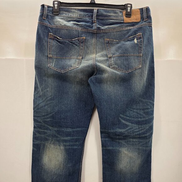 Aeropostale Jeans Mens Essex Straight Blue Distressed  Faded Measure 38 x32 - Picture 2 of 11